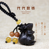 Sandalwood handmade creative personality simple boy Lady money mouse money bag pendant car key pendant buckle