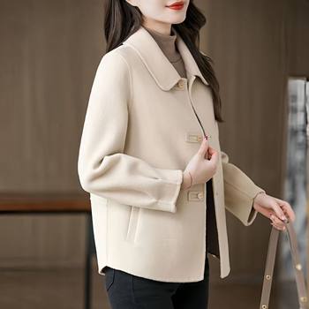 High-end double-sided velvet short coat spring, autumn and winter style middle-aged women's mother's double-sided woolen coat top short style