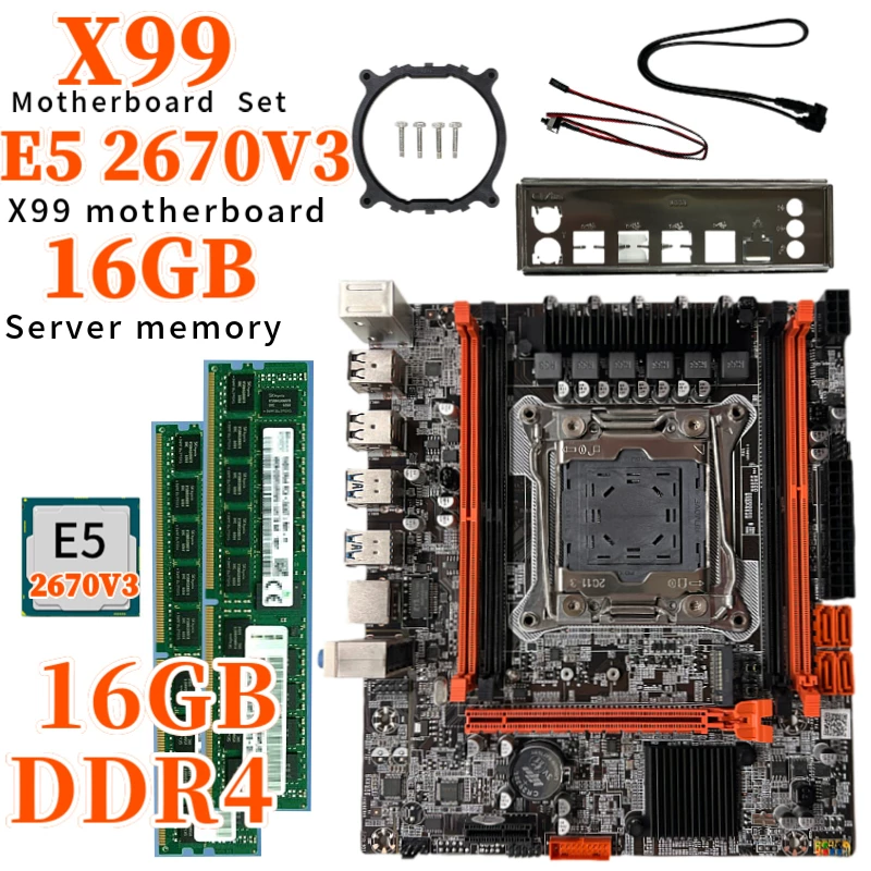 New X99 материнская плата LGA2011-3 игла компьютерная материнская плата DDR4 память E5 2678 2666v3CPU комплект