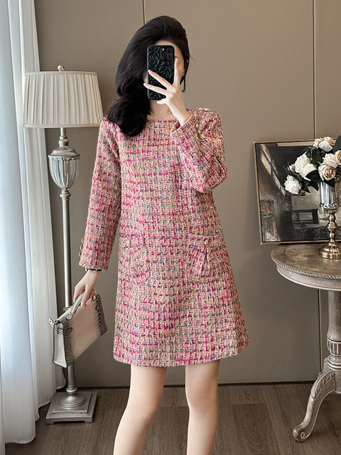 French-Style Long-Sleeved Fashion Dress with a Niche Design, Loose and Stylish, Chanel-Inspired Tweed Dress with a High-End Feel