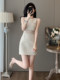 Summer Socialite Elegant French Light Luxury Sleeveless Dress with Exposed Waist, Sexy Little Chanel-Style Dress for Women with a High-End Feel