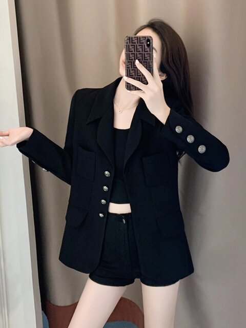 Korean Style Loose Casual Chic Commuter Blazer with a Unique Design, Niche Fashion, Eye-Catching Street Style, and a Powerful and Elegant Vibe