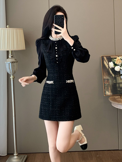 Long-Sleeved, Light Luxury, Fashionable, Elegant Ladylike French-Style Waist-Cinching Dress with a Rich Lady Vibe, High-End Feel