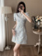 Summer Cheongsam, New Chinese-Style Women's Clothing, Chinese-Style Skirt, Petite Design, Elegant Puff Sleeves, A-Line Dress