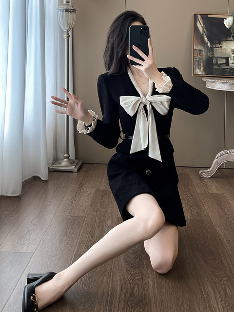 Fashionable French Hepburn Style Little Black Dress for Women, Elegant and Mature Style, Goddess Style, Chanel Style Dress with a High-End Feel