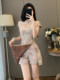 Summer Fashion New Chinese Style Shorts Set for Women, Elegant and Beautiful Floral Improved Slim-Fit Cheongsam Dress Two-Piece Set