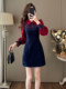 French Retro Long-Sleeved Waist-Cinching Dress for Women, Rich Lady Style, Elegant and Luxurious, Age-Reducing, Chic and Stylish Little Chanel-Style Dress