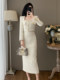 French-Style Socialite Fashion, Chanel-Inspired Square-Neck Short Jacket and High-Waisted Skirt Two-Piece Set for Women