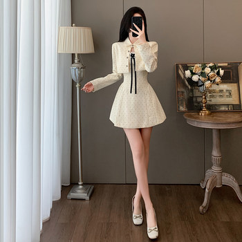 Autumn Long-Sleeved Preppy Style Fashionable Age-Reducing Chanel-Style Suit for Women, Elegant Tank Dress Two-Piece Set with a High-End Feel