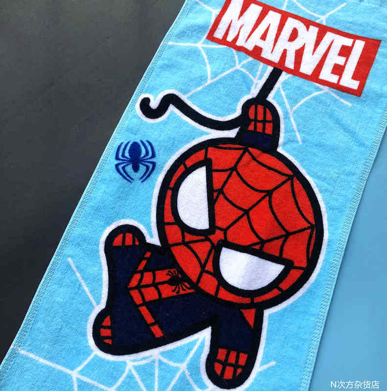 N Times Power Foreign Trade Marvel Cartoon Spider-Man Pure Cotton Long Face Towel Boys' Bath Towel Children's Beach Towel