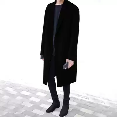 Kurashi Yishu joint cashmere coat men's over-the-knee mid-length winter new men's warm wool coat tide