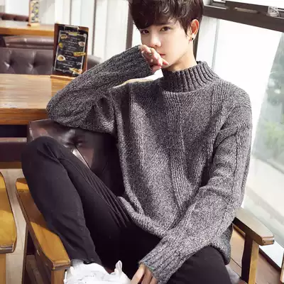 Cangshi one tree Tide brand sweater men 2021 net red New loose semi high neck wool base shirt thin sweater