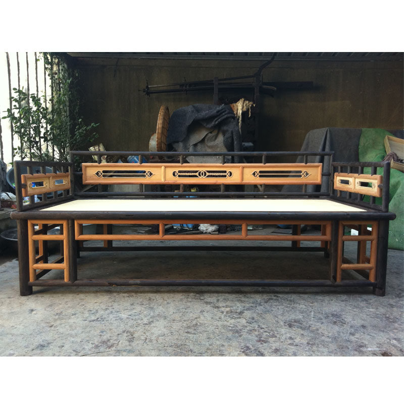 New made Ming and Qing furniture Su Zuozuo Purple Light Sandalwood Inlaid Beech Wood Three Screens with Ring Plate Circumference Bed Su-worked furniture-Taobao