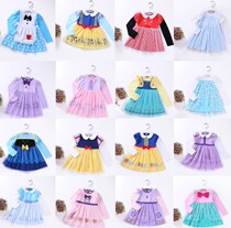 Spring and Autumn Ice and Snow Little Children Princess Dress Girl Aisha Anna Snow White Dress Cotton Long Sleeve Skirt