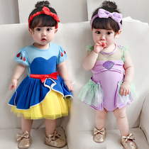 Baby Boy Clothing White Snow Princess Grey Girl Harater Baby Mermaid Sweaters Toddlers One-piece Clothes Short Sleeve Crawling Clothes