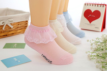 Ice and snow spring summer scenery breathable mesh childrens socks girl princess pure cotton socks student socks white lace socks