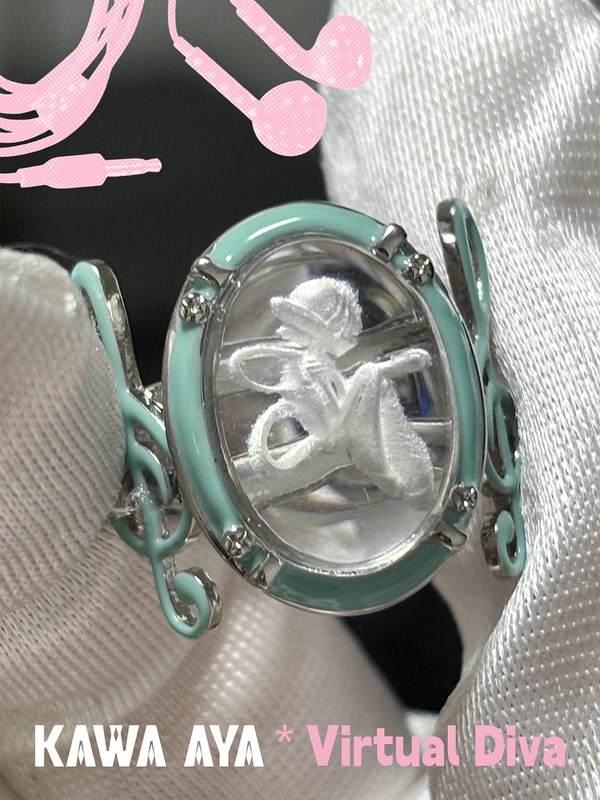 【 】Kawaaya Electronic Vocalist Crystal Engraved Musical Note Open Ring Vintage Y2K Yabi 【 】Kawaaya Electronic Vocalist Crystal Engraved Musical Note Open Ring Vintage Y2K Yabi