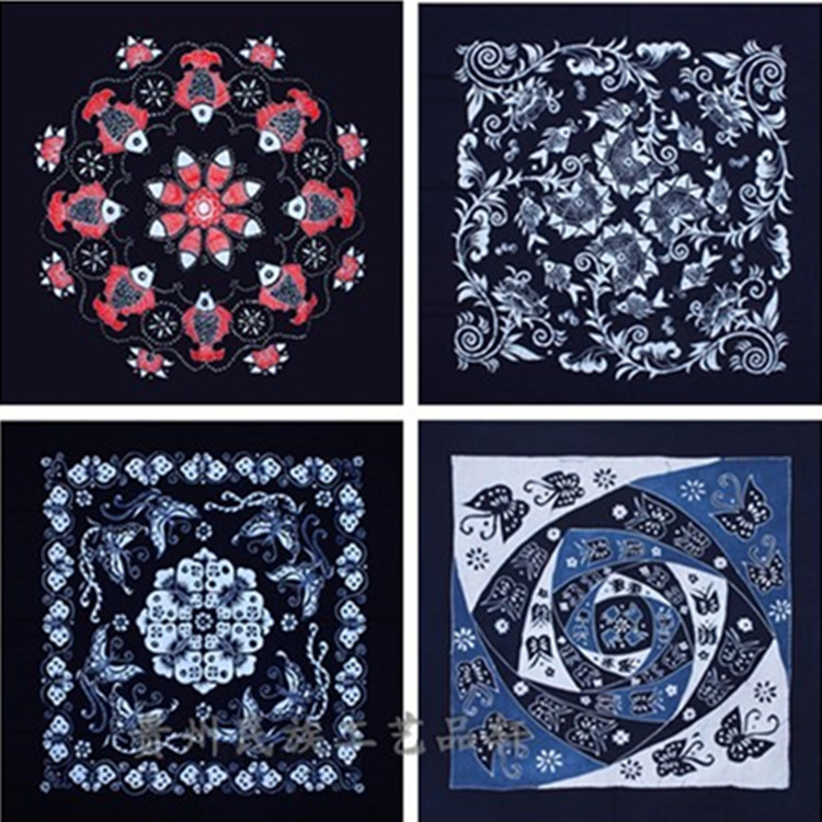Guizhou Wax Dye Pure Cotton Table Clothes Hanging Bai Zaoya Peoples Fair Decoration Painting Miao Features Table Cloth