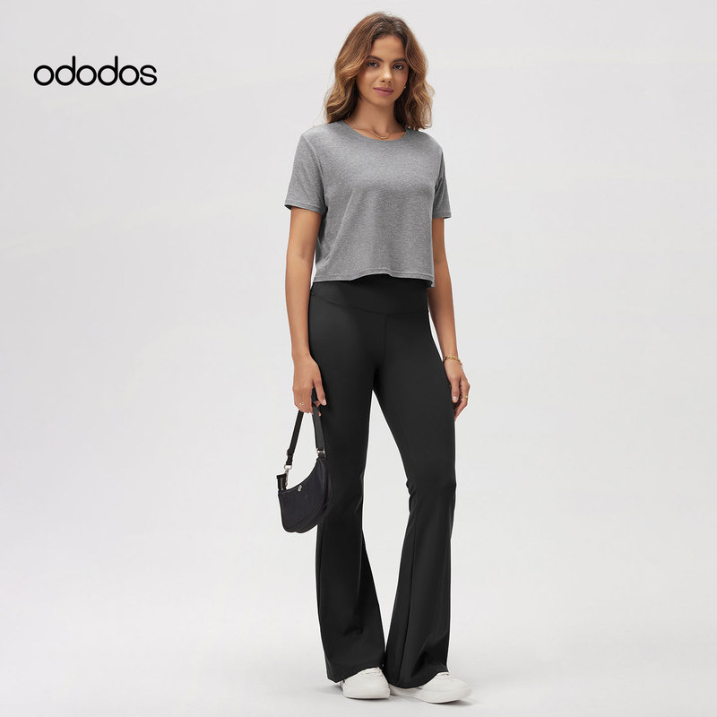 Ododos Casual Sports Short-Sleeved T-Shirt for Women, Short Style, Navel-Baring, Versatile Everyday Top, Round Neck, Quick-Drying Fitness Clothing