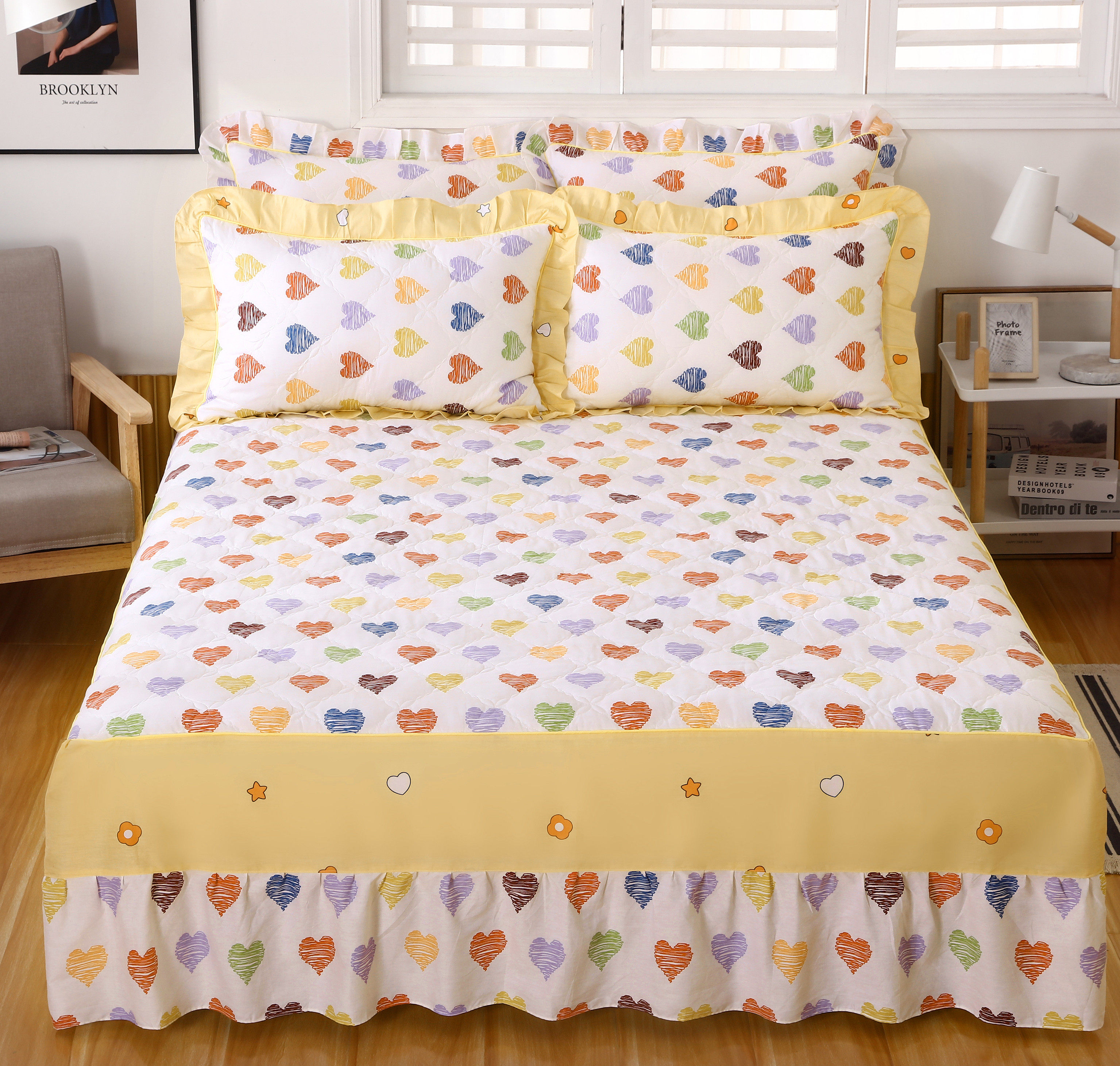 Promotion Cartoon All Cotton Skirt Single Piece Cotton Harding Mat Cotton Bed Bed Bed Bed Sitton Mength Protection Case