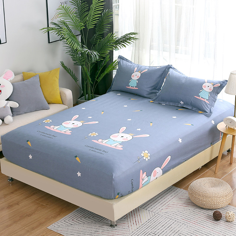 Custom cartoon cotton fitted sheet single cotton bedspread Children's non-slip brown mat set bed pack 1 5m1 82 2 bed sets