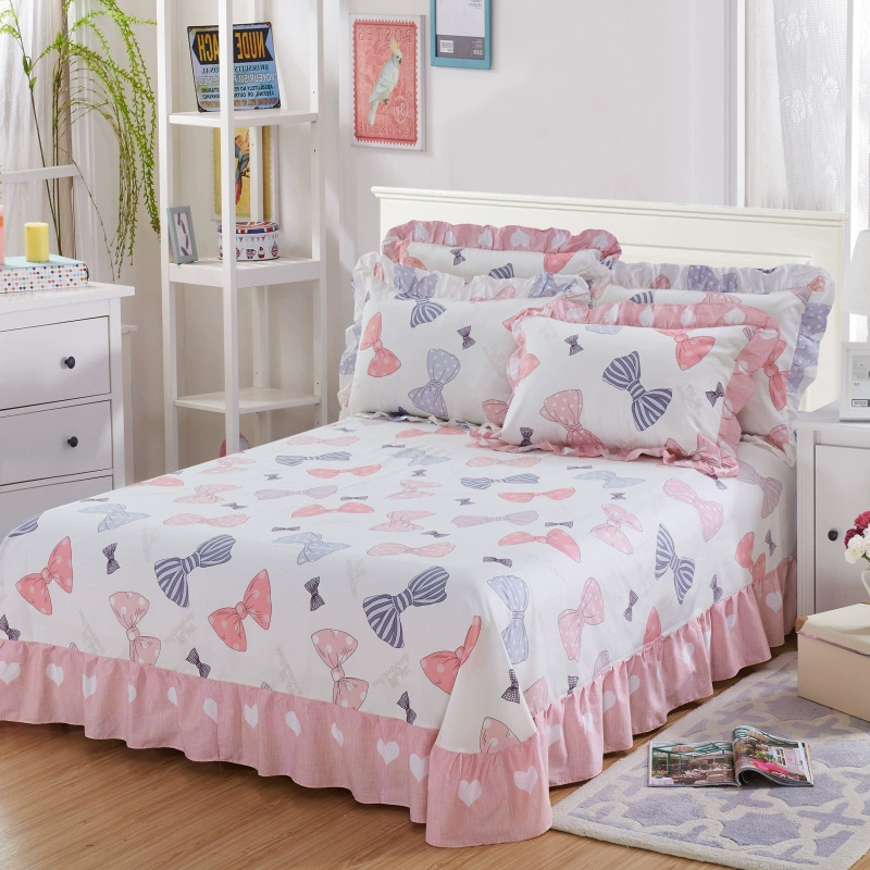 Váy ngủ Twill Cartoon Cotton Bed Cover Single Piece Sheet Cotton Hàn Quốc Ren Rounded 1.5 / 1.8 / 2m - Khăn trải giường