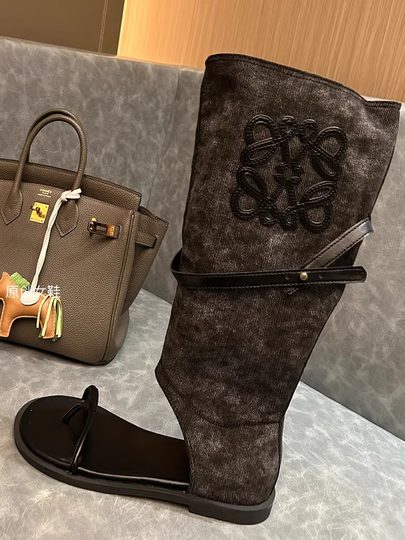 马丁靴女2025夏季新款长筒靴复古凉靴西部牛仔裤管靴罗马堆堆靴子