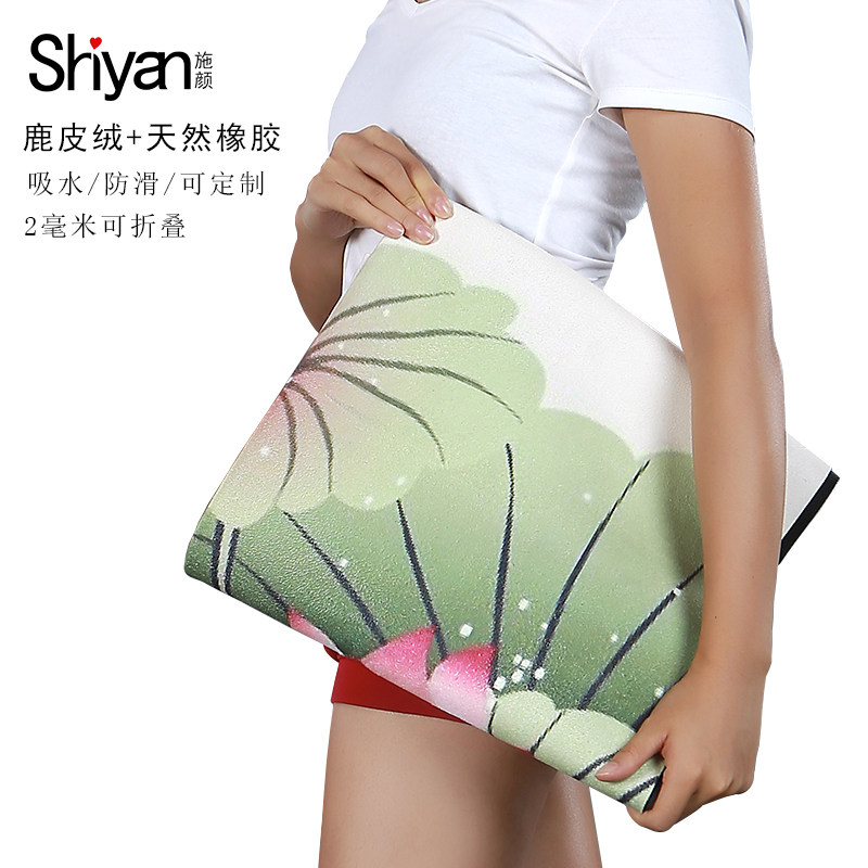 Shyan yoga mat 2 mm deer leather suede printed folding rubber mat rubber rubber several leather velvet printed folding cushion