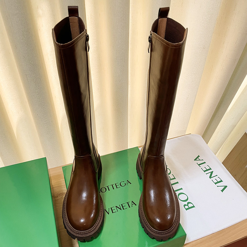 (high set horse oil leather) Long cylinder boot Female high heel thick sole Long boot 2022 New boots High cylinder boot riding boot