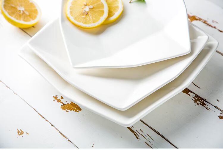 Nhật Bản sáng tạo chín lưới hình dạng không đều màu trắng tinh khiết món ăn gia đình món ăn đĩa cơm tấm nhà hàng khách sạn bộ đồ ăn - Đồ ăn tối dĩa nhỏ