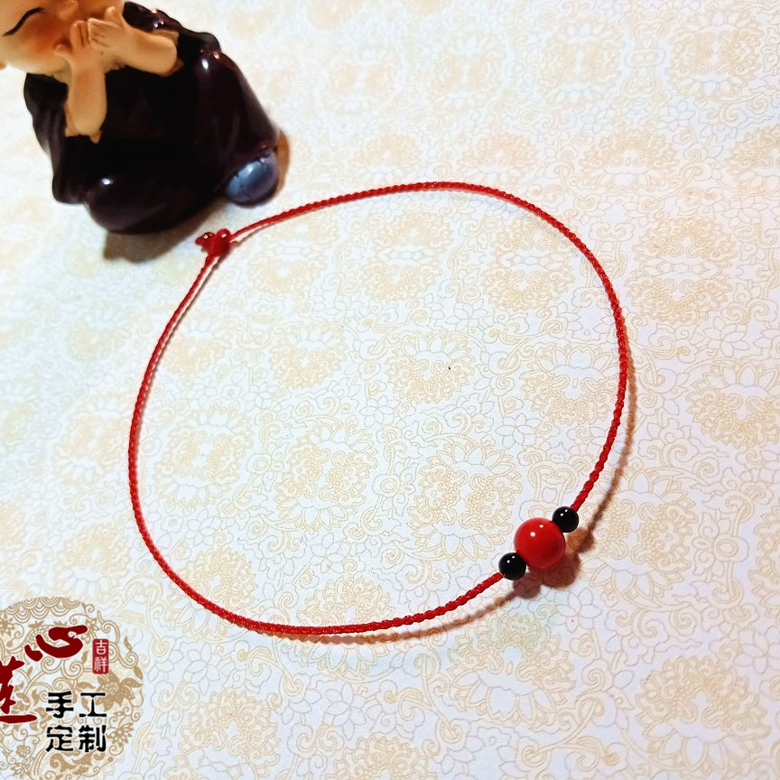 [Chusha Ji] Thời trang cuộc sống tự nhiên, người nhỏ bé, an toàn và khỏe mạnh, cinnabar, dây đỏ, vòng đeo tay, vòng chân, dây chân phụ kiện thời trang nữ