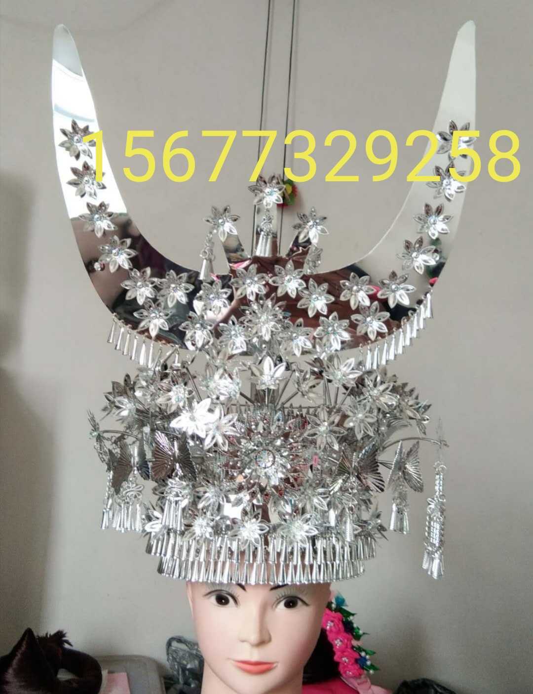 Minority silver hat Miao faded awn corner dress wedding hat national dance hat