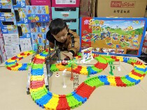 Happy partner variable track electric car racing puzzle variable assembly building block track childrens toys