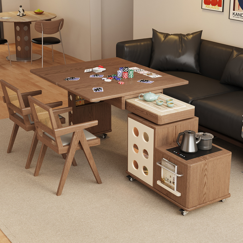 Medieval-Style Mobile Tea Table, Integrated Tea Table and Tea Stand, Retractable, Multi-Functional, Foldable, Rotating Balcony Tea Table for Young People