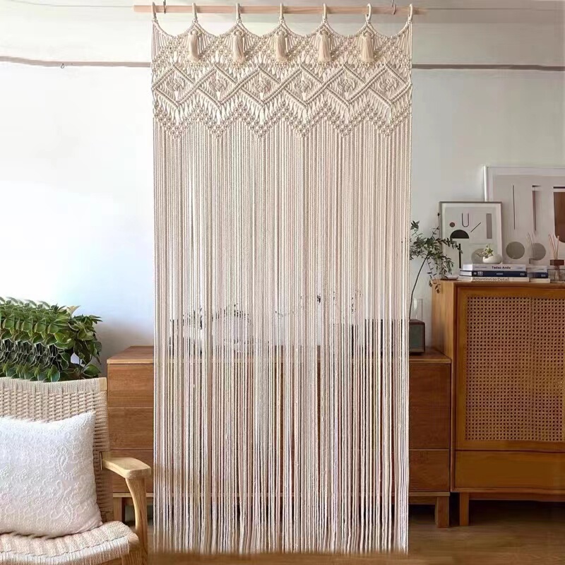 Modern Minimalist ins Handmade Woven Tassel Door Curtain Tapestry, No-Drill Curtain for Entryway, Living Room Partition Decoration Modern Minimalist ins Handmade Woven Tassel Door Curtain Tapestry, No-Drill Curtain for Entryway, Living Room Partition Decoration