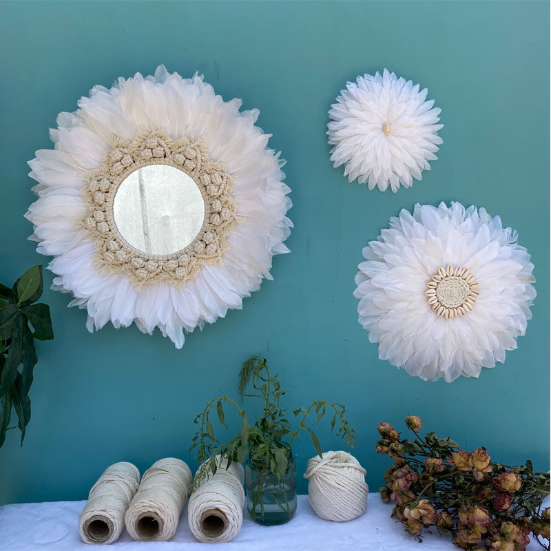 Nordic woven feather tapestry colorful round living room sofa background tapestry porch bedroom homestay decorations