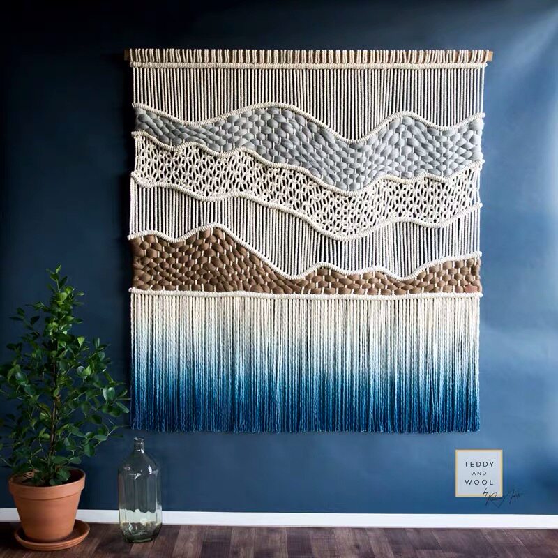 ins Nordic gradient color dyed oversized tapestry Bedroom living room bed bed and breakfast Soft handmade tapestry decoration