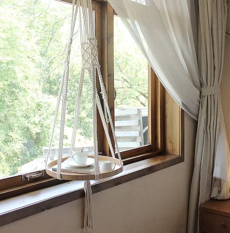 Nordic Ins Wind Handmade Flow Su Hanging Table Hanging Side Table With Basin Shelf Folk Hange Tapestry Blanket Bed Head Cabinet Hanging Accessories