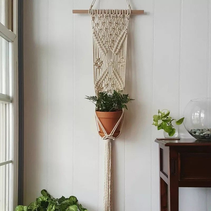 Bohemia pure hand rope flowerpot net hooked rope hanging rope wall decorated in air