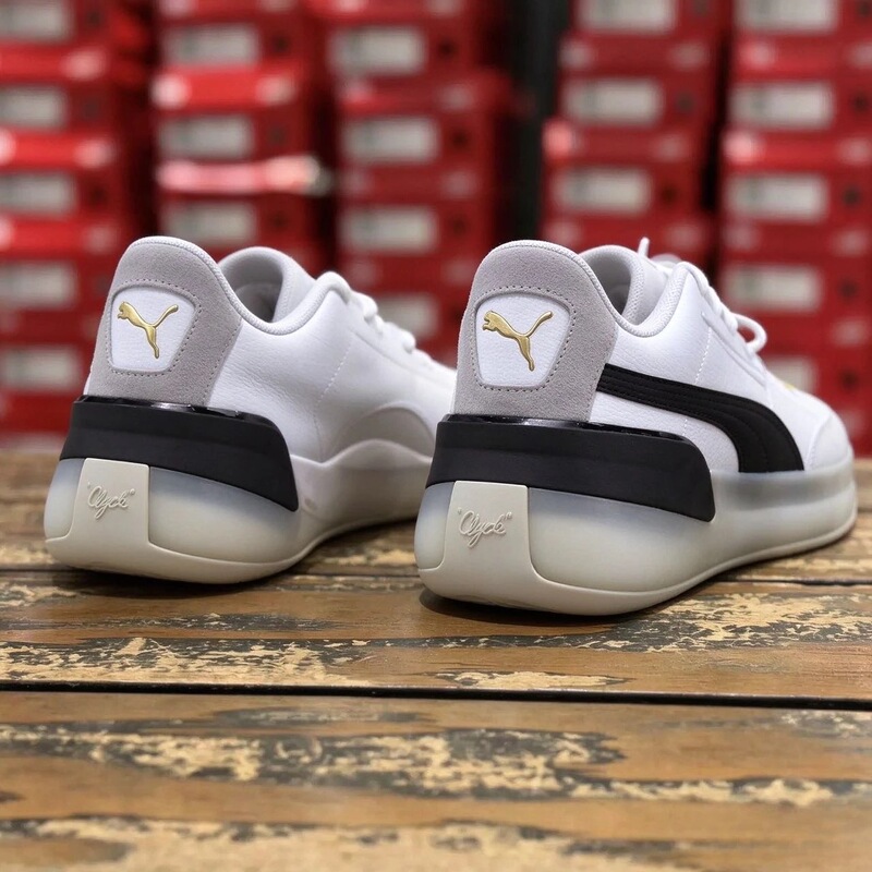 Puma Clyde Practical Wear-Resistant Balanced Low-Top Basketball Shoes Unisex Black and White 193663