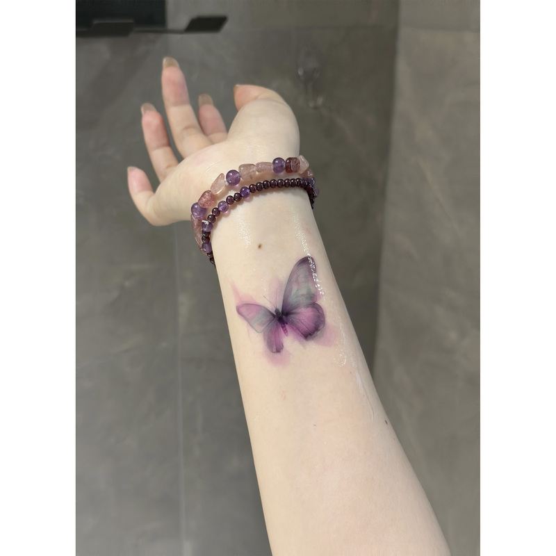 Exploring Trees·Purple Butterfly Tattoo Sticker Waterproof Original Design for Girls Music Festival High-End Clavicle Arm