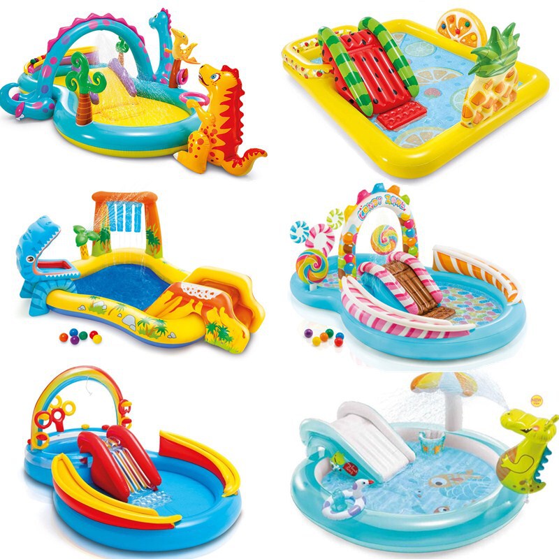 Intex Children's Dinosaur Double Pool Pineapple Watermelon Inflatable Ocean Ball Pool Baby Water Play Toy Swimming Pool