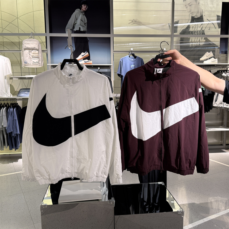 Authentic Nike Woven Jacket for Women, New Autumn Style, Loose and Breathable, Large Hook Stand Collar Sports Jacket Hv4108