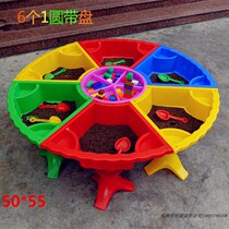 Childrens beach water play toys kindergarten big sand pool plastic space sand table round combination with cover sand water tray