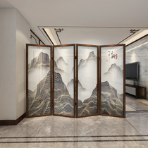New Chinese screen partition living room bedroom hotel office simple modern folding mobile solid wood fabric folding screen