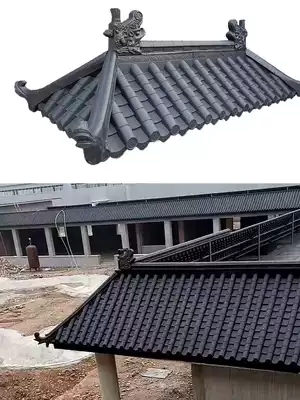 Huipai building eaves one-piece antique tile one-piece green tile Resin tile decorative tile Small green tile Chinese plastic tile
