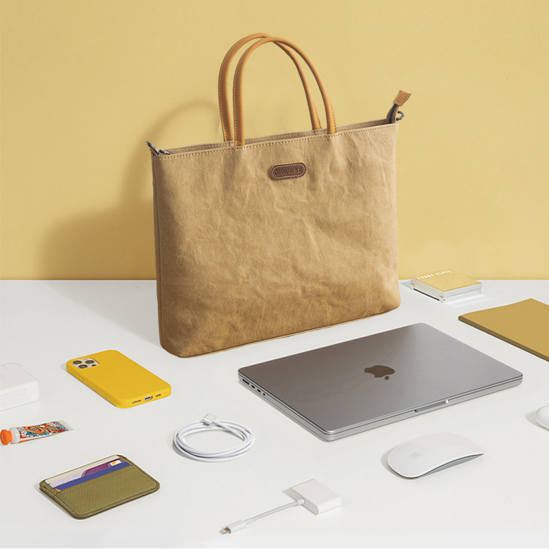 Suitable for Apple MacBook Air15 Laptop Shoulder Bag Pro13 14 16 Inch 13.3 Notebook Dupont Kraft Paper Shock-Absorbing Commuter Crossbody Huawei Lenovo Laptop Bag Washable