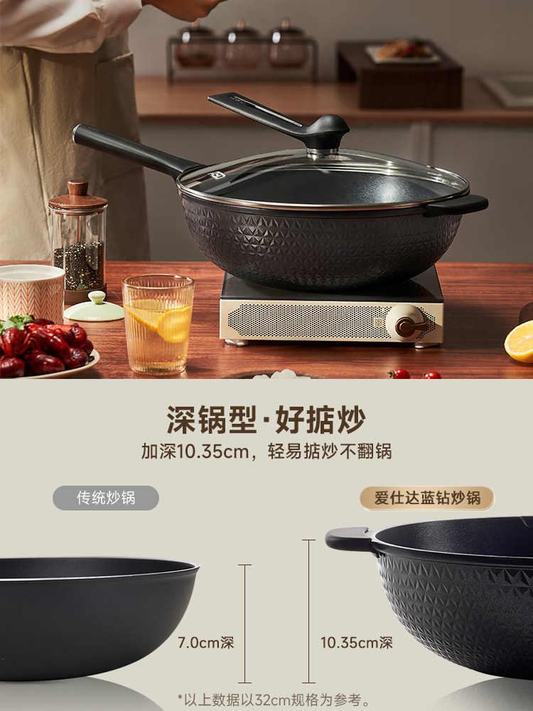 Aistar Wear-Resistant King of Non-Stick Cookware, Flat-Bottomed Frying Pan for Home Use, Suitable for Induction Cookers and Gas Stoves