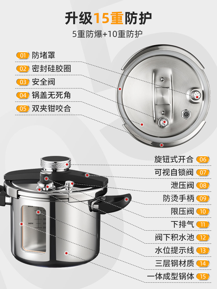 Aistar Pressure Cooker New Model Household Pressure Cooker Stainless Steel Explosion-Proof Small Induction Cooker Genuine Official Flagship Store