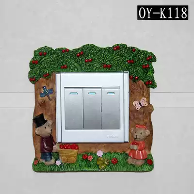European-style pastoral switch stickers Resin wall stickers creative home switch cover protective cover socket stickers cartoon cute